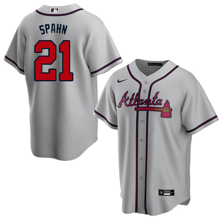 Nike Men #21 Warren Spahn Atlanta Braves Baseball Jerseys Sale-Gray